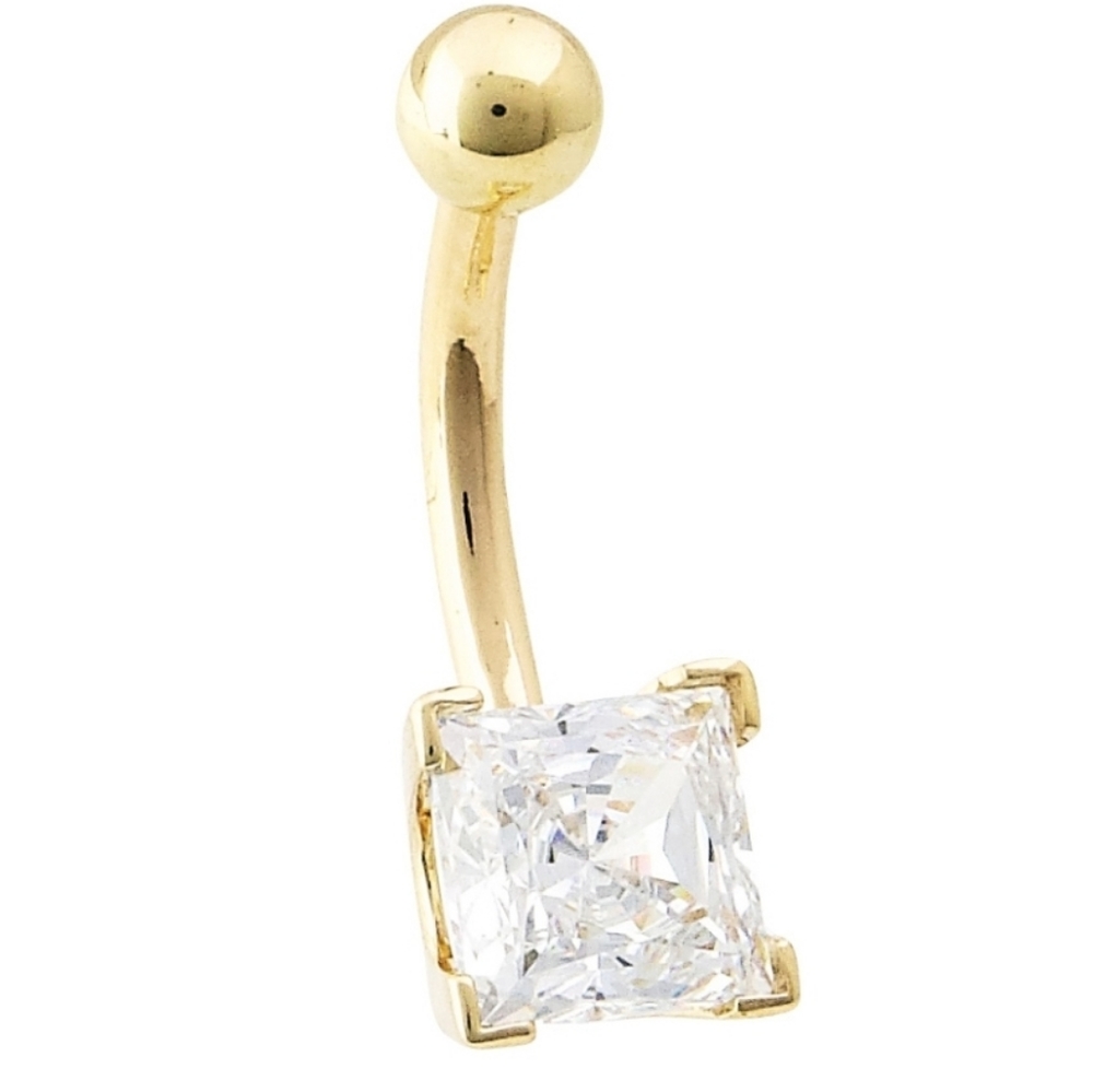 Body Gems Jewelry Piercing Navel CZ 14 Carat Nickel Free Gold Belly Button
